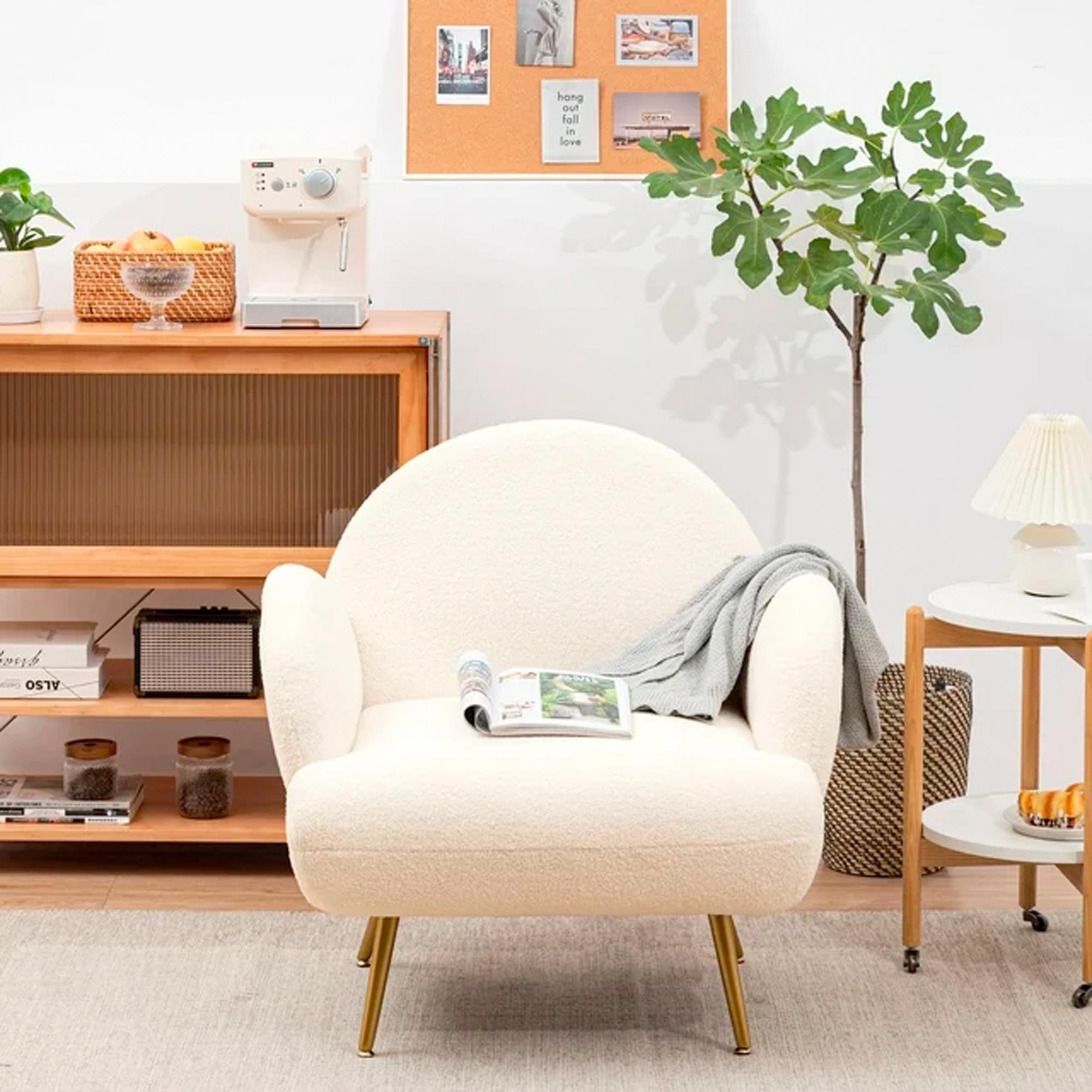 XINMICS White Accent Chair Reading Sofa for Living Room Bedroom – Image 2