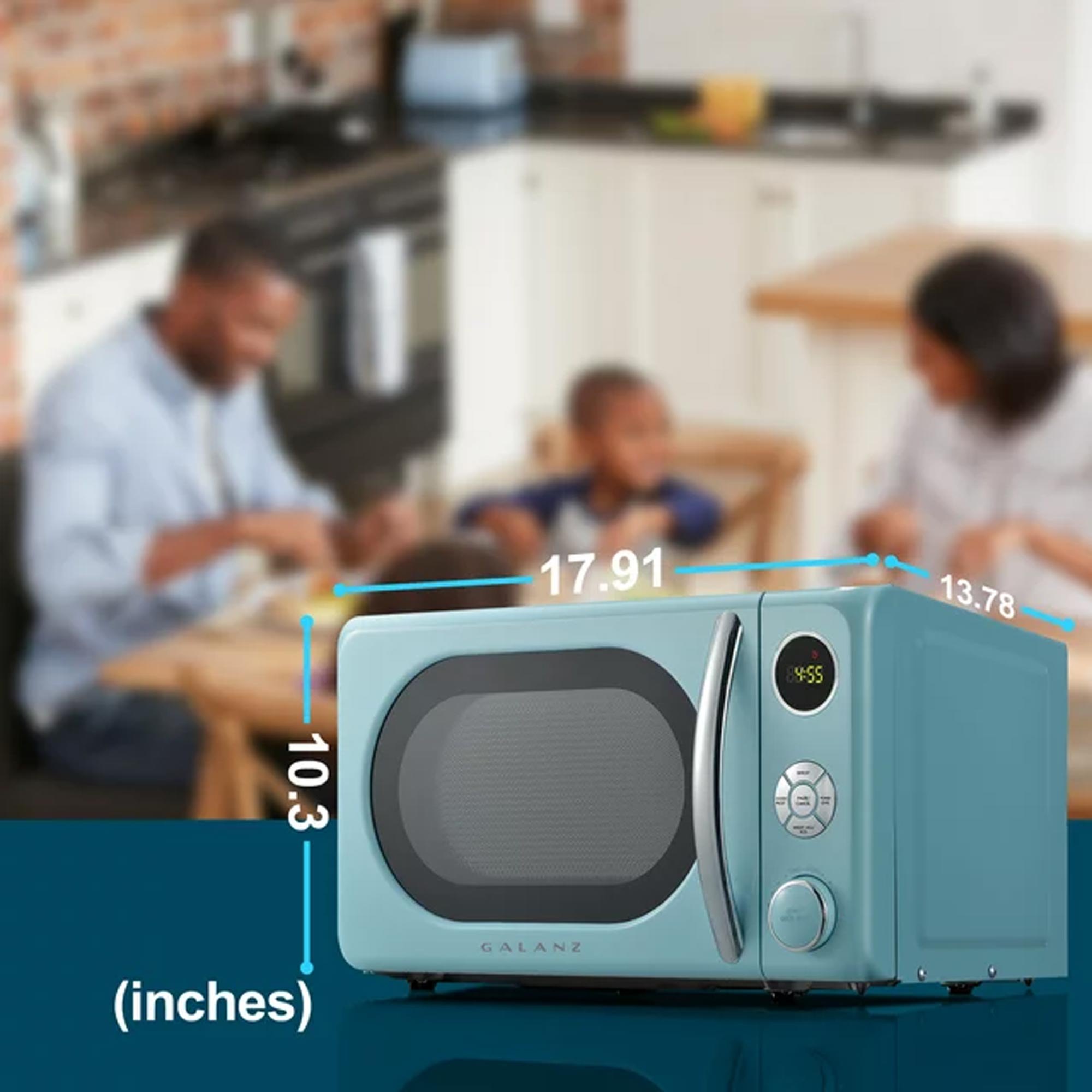Galanz 0.7 Cu ft Retro Countertop Microwave Oven, 700 Watts, Blue, New – Image 2