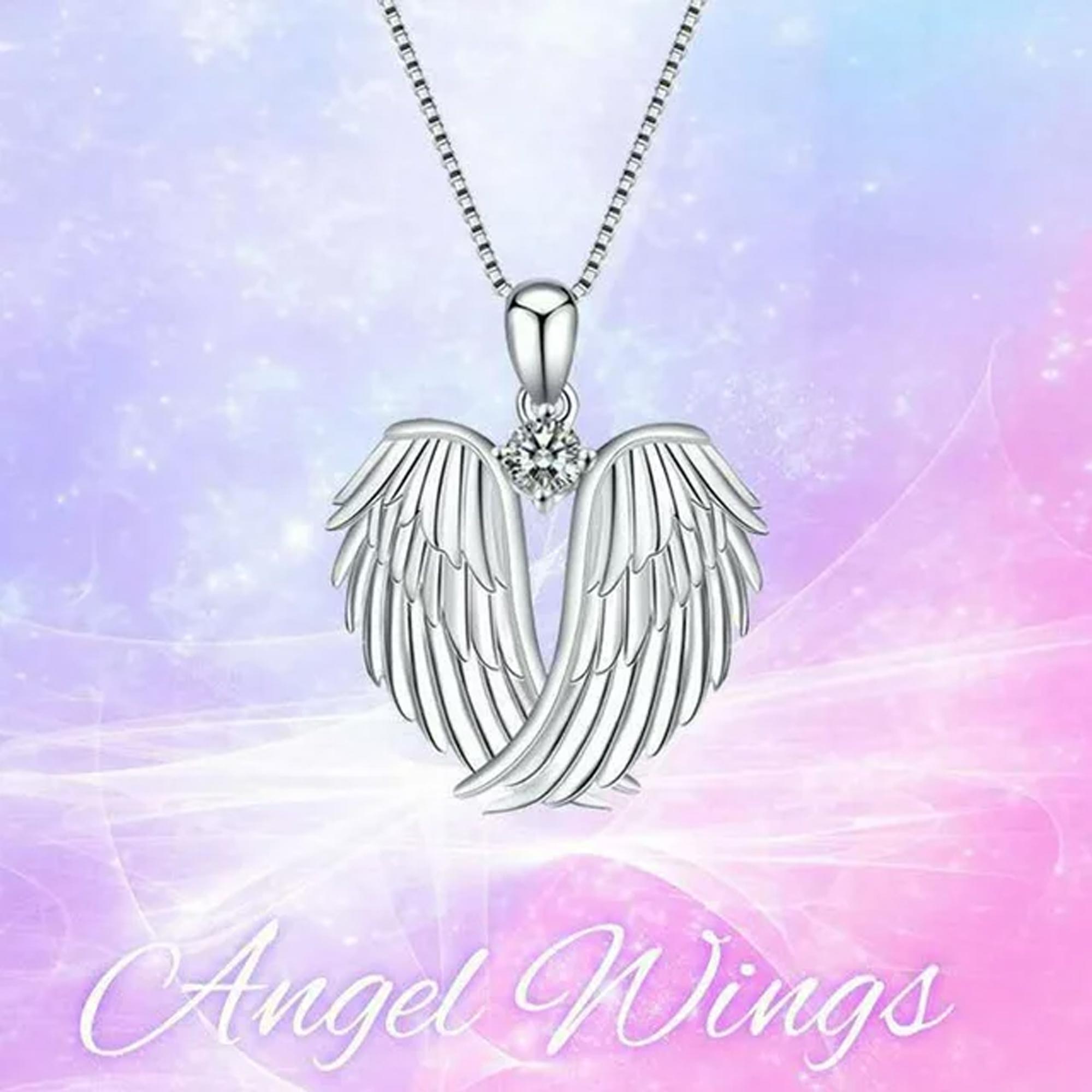 Clearance! SDJMa Angel Wings Necklace 925 Sterling Silver Guardian Angel Wings Pendant Birthstone Necklace for Women Jewelry Gifts – Image 3
