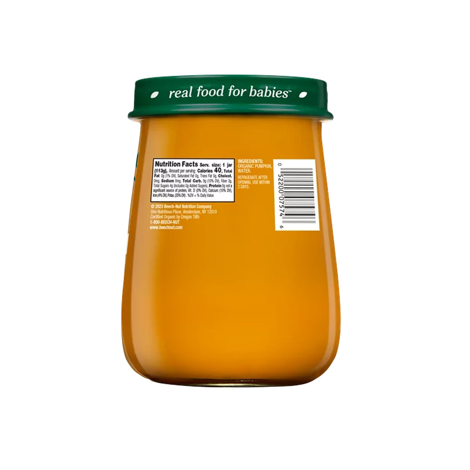 Beech-Nut Organics Stage 1 Organic Baby Food, Pumpkin, 4 oz Jar – Image 2